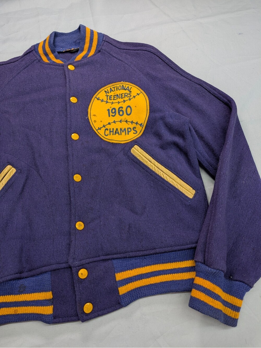 Vintage 60s Baseball Champs Wool Letterman Jacket Sz 40